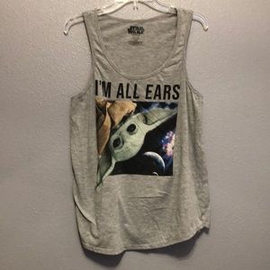 Star Wars Tank Top Women's XXL (19) gray sleeveless baby yoda Grogru shirt top